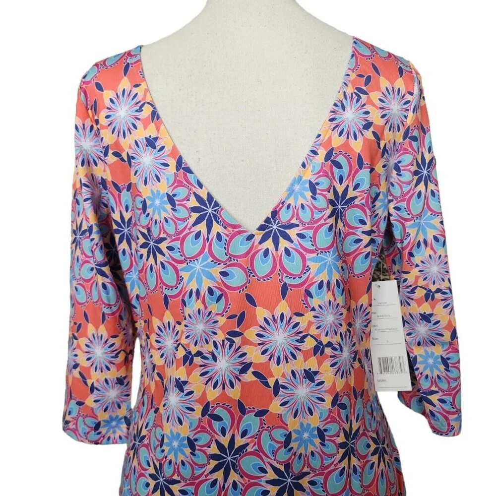 NWT Tracy Negoshian Red Printed Geometric Tunic Dress Size Small - Picture 5 of 9